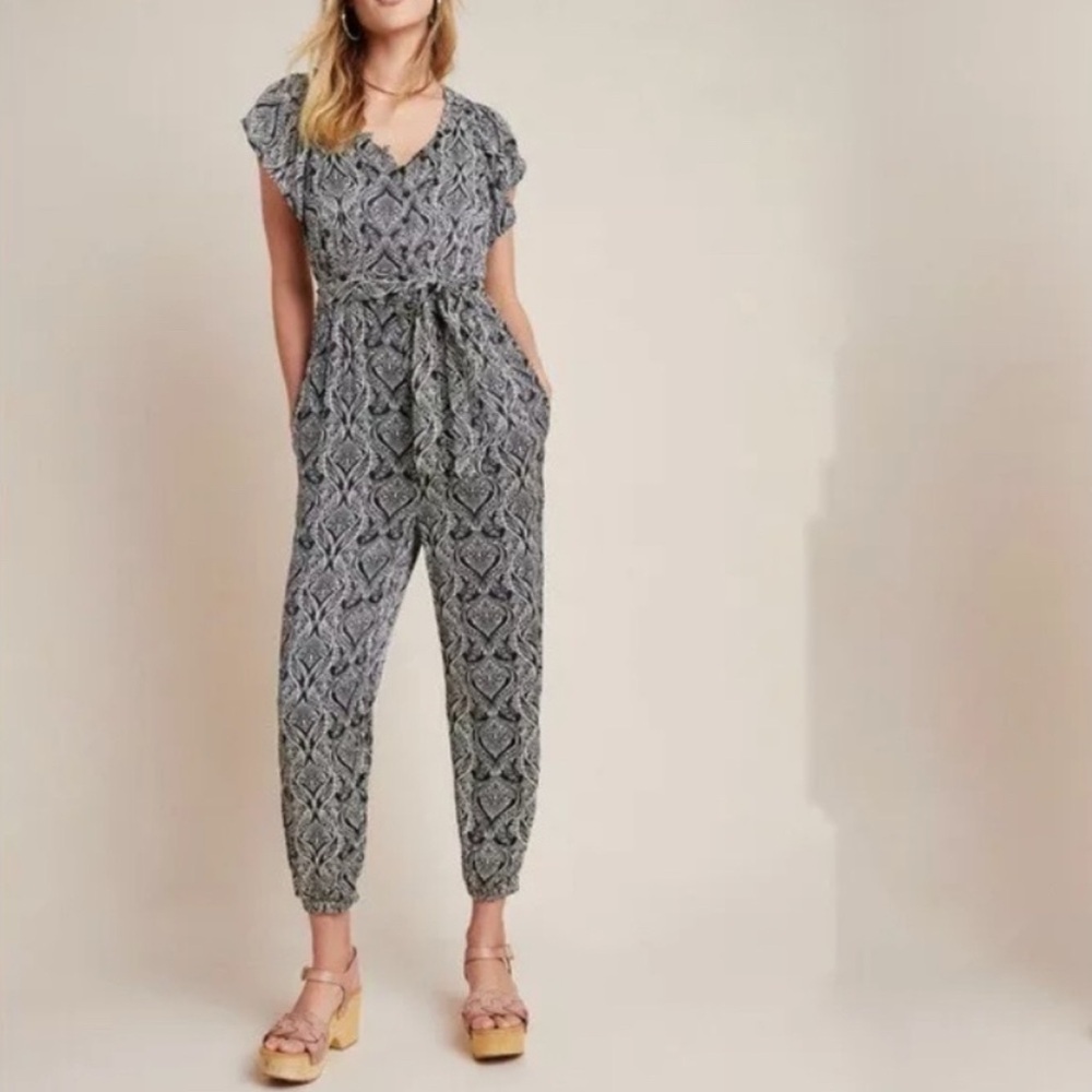 Anthropologie Zadie Black & White Print Jumpsuit NWOT Sz 6